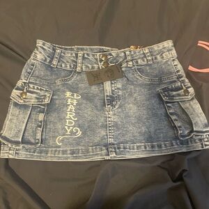 Ed Hardy Distressed Denim Skirt